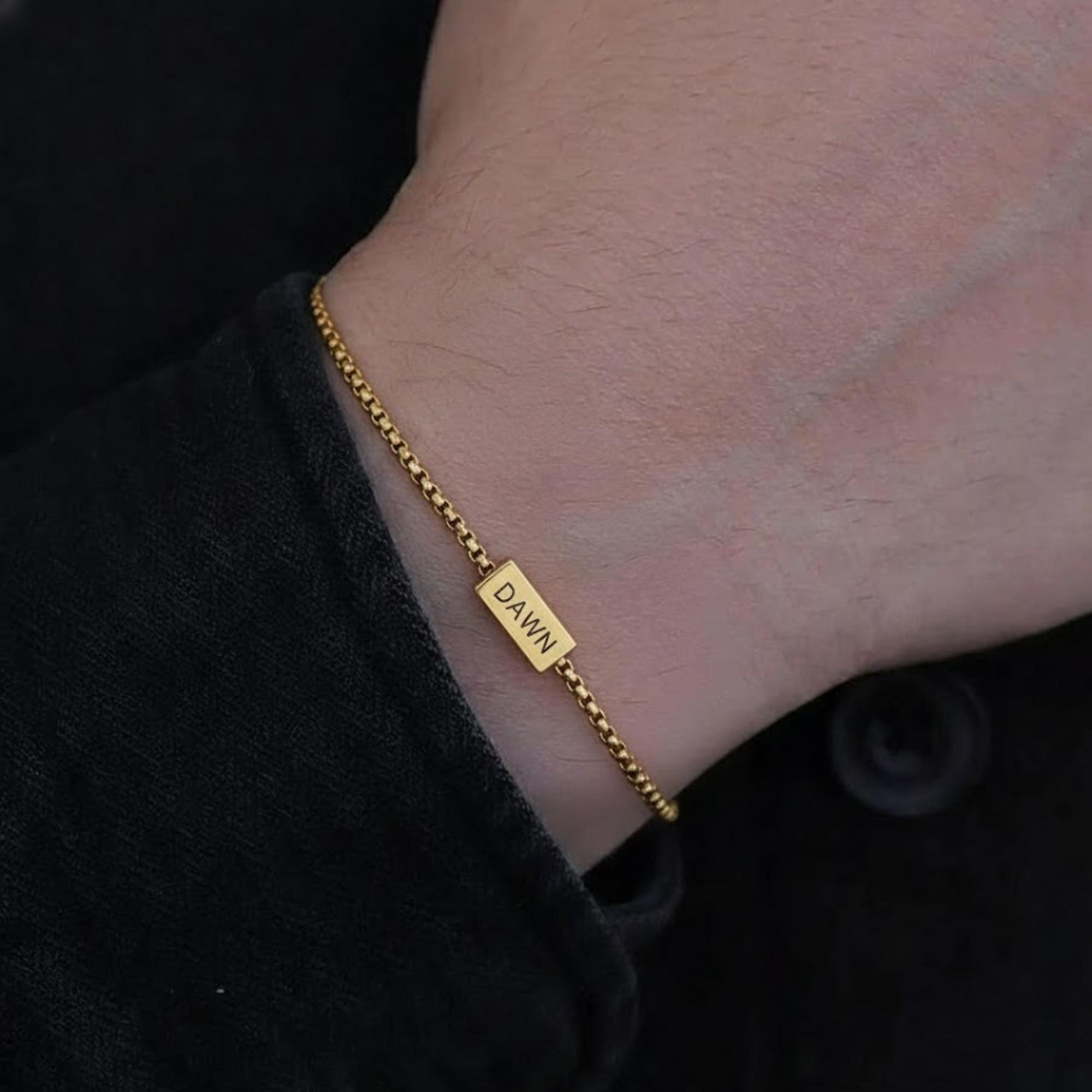 Custom Engraved Name Bracelet for Men