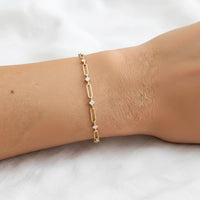 Paperclip Diamond Station Chain Link Bracelet