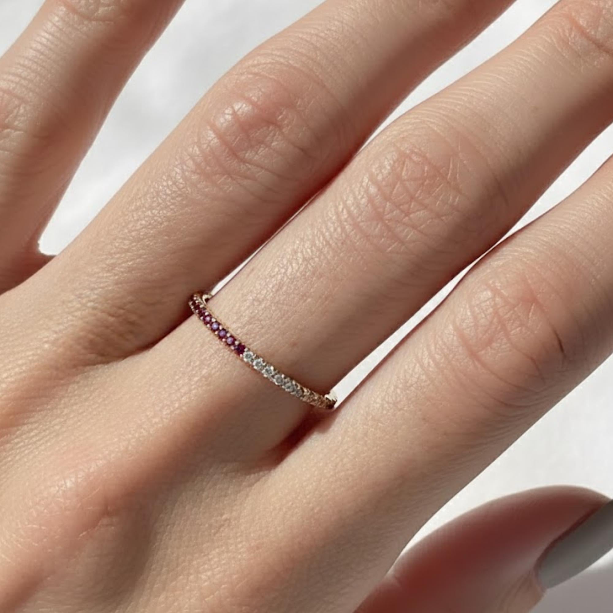 Custom Birthstone Gemstone Eternity Band, Stackable Gold Ring