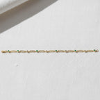 Gold Paperclip Diamond Bracelet, 10K 14k Solid Gold, Elegant Link Bracelet, White Diamond Accents, Paperclip Stacking Bracelet, Lilly