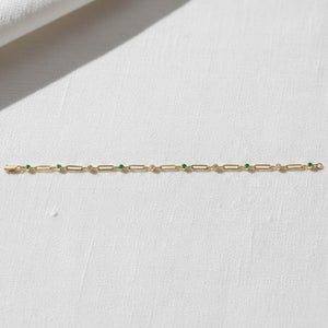 10K 14K Solid Gold Paperclip Diamond Link Stacking Bracelet