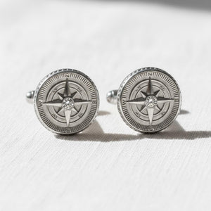 Men's Compass Lab Diamond Gold & Silver Cufflinks