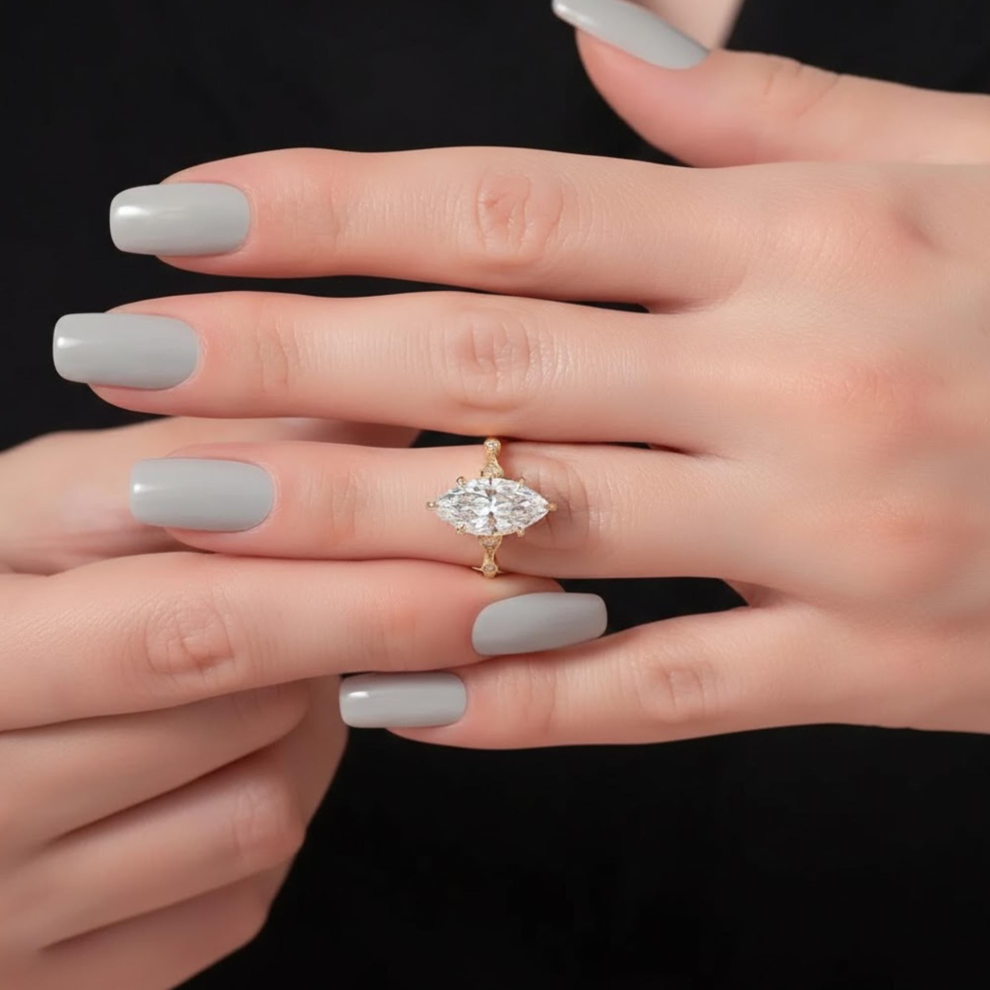 Marquise Diamond Vintage Style Engagement Ring in 14K Gold