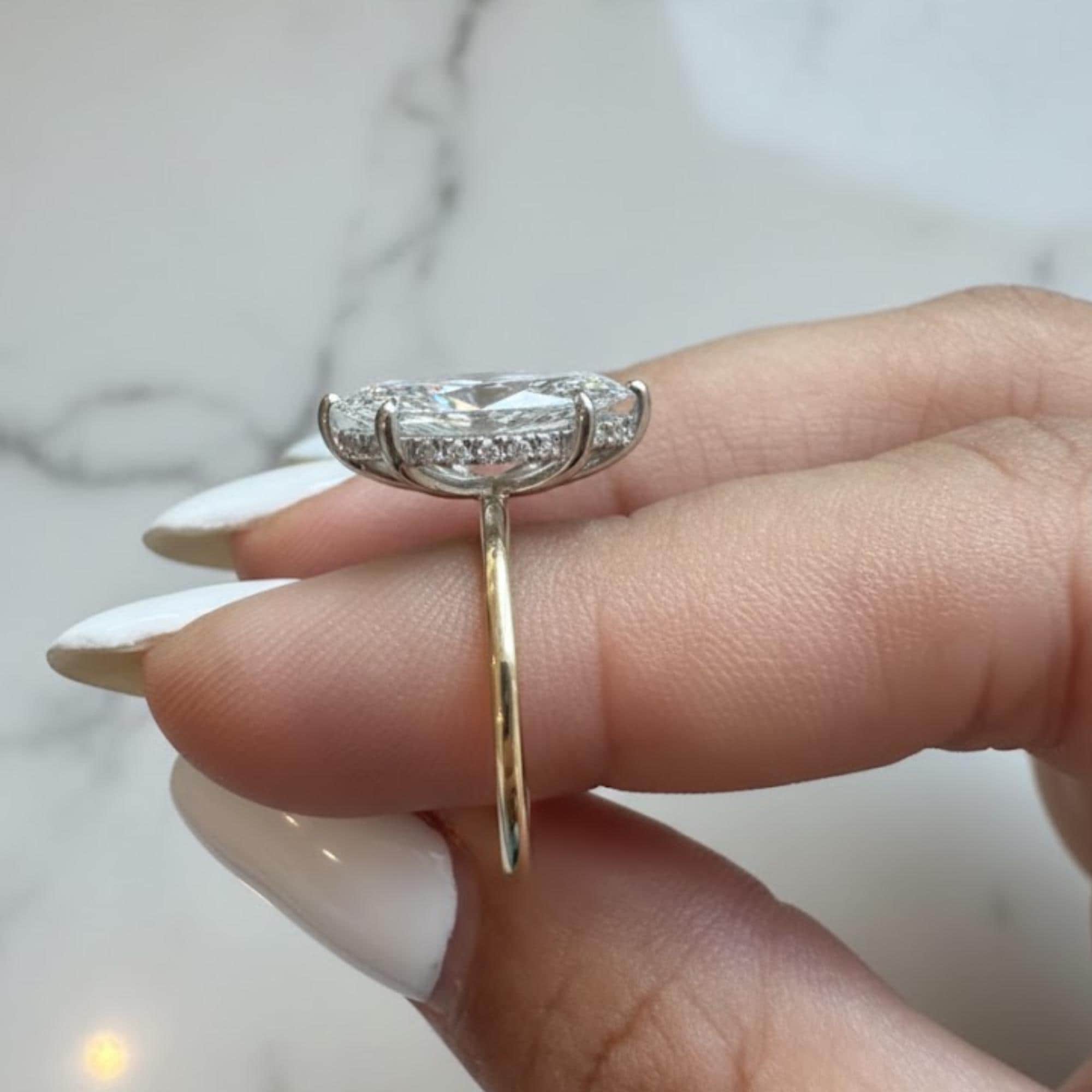 3 Ct Marquise Lab Diamond Engagement Ring