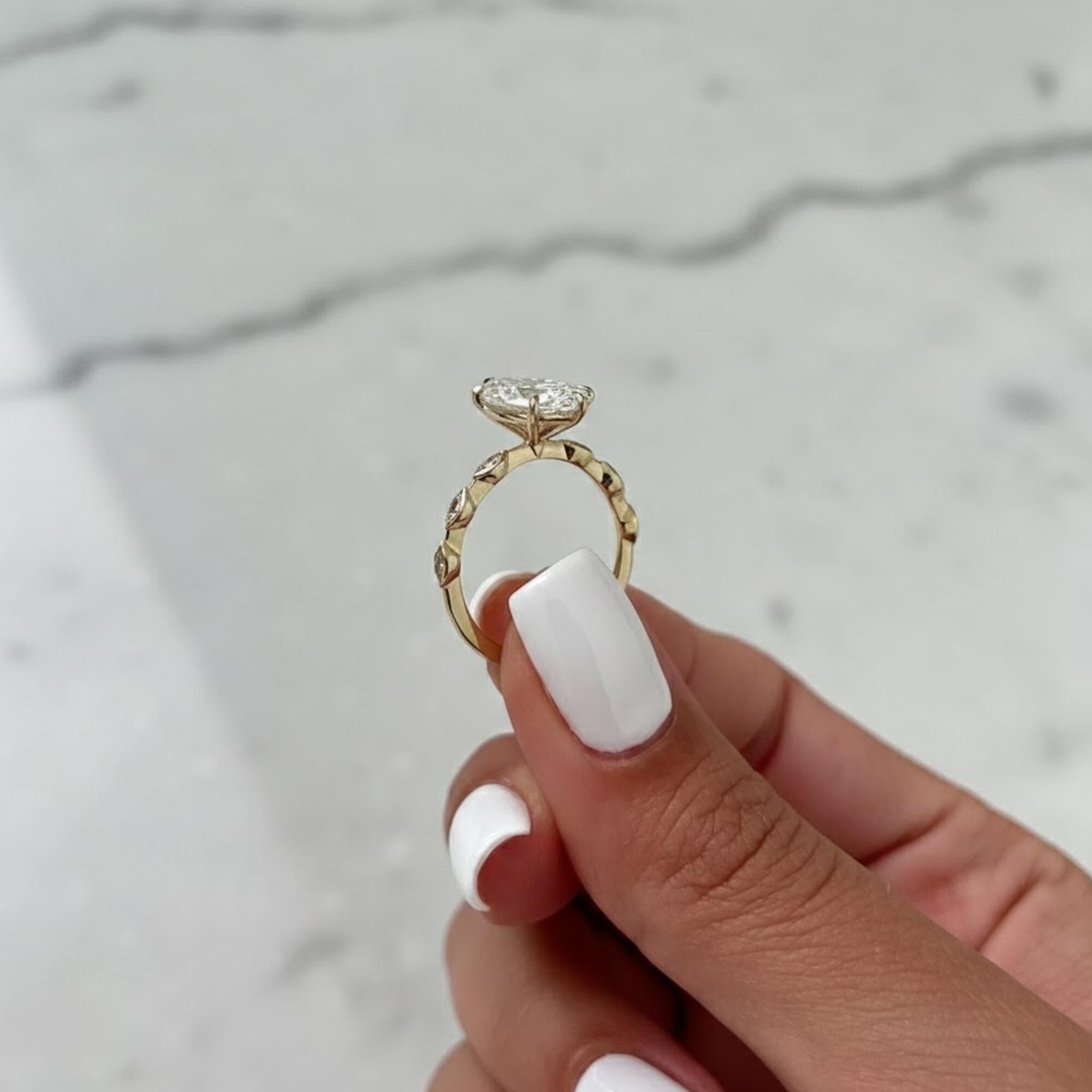Marquise Lab Diamond Bezel Engagement Ring