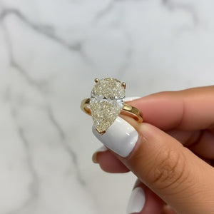 Pear Cut Lab Diamond Solitaire Engagement Ring, IGI Certified