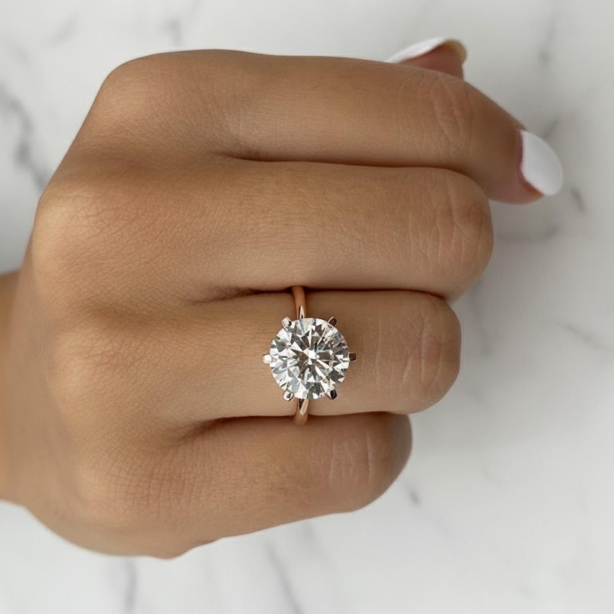4 Ct Round Brilliant Lab Diamond Engagement Ring