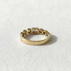 0.38 Carat Round and Emerald Cut Half Eternity Band / Unique Eternity Multi Shape Diamond Ring / 14k Yellow Gold Two Shape Eternity Band