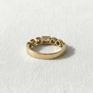 Round & Emerald Cut Half Eternity Diamond Band, 14K Gold