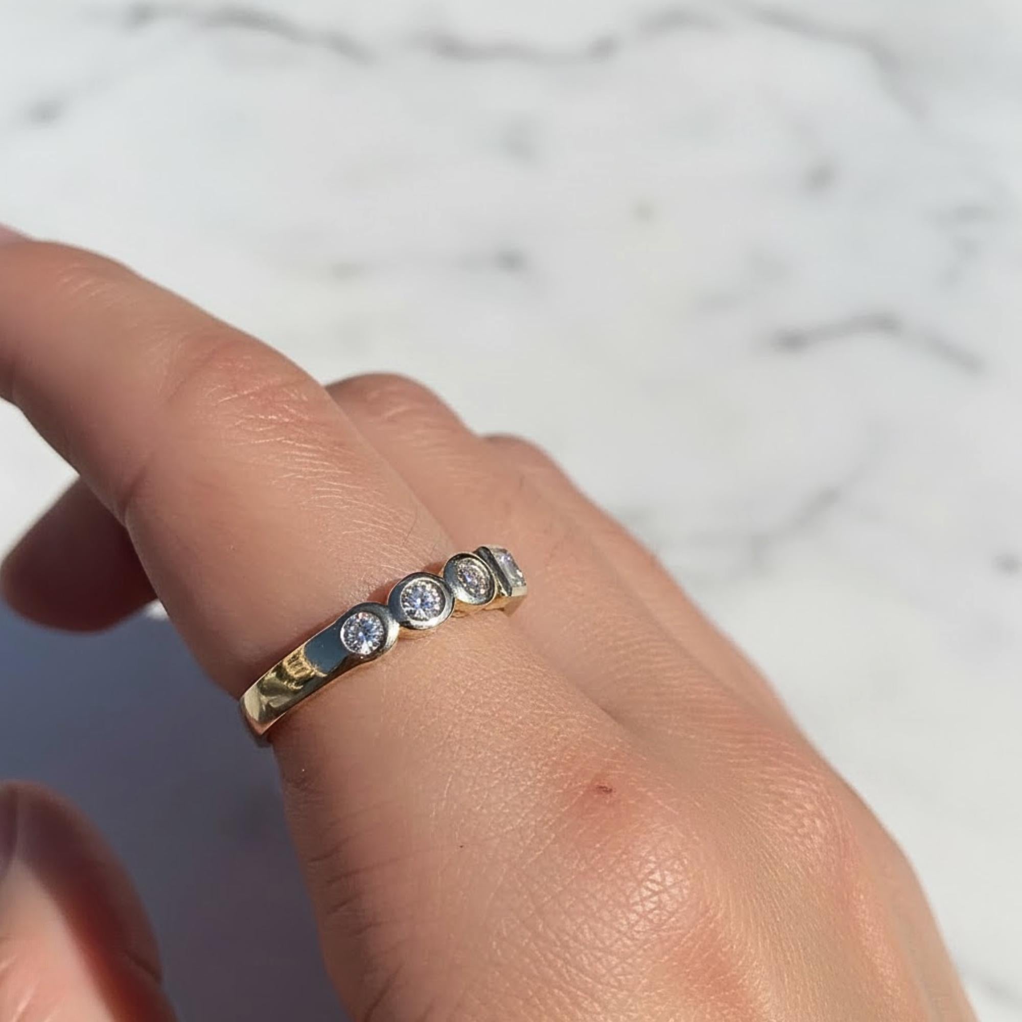 Round & Emerald Cut Half Eternity Diamond Band, 14K Gold