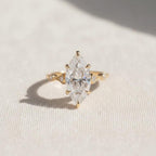 Nature-Inspired 2 Carat Marquise Lab Diamond Engagement Ring, 14K Gold Vintage Hand-Carved Filigree Design, Handmade Promise Ring for Her