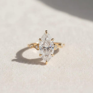 Marquise Diamond Vintage Style Engagement Ring in 14K Gold