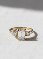 Real Lab Grown Diamond Engagement Ring IGI Certified Diamond Proposal Ring Emerald Cut Diamond Ring 5 Stone Ring for Her Solitaire Ring