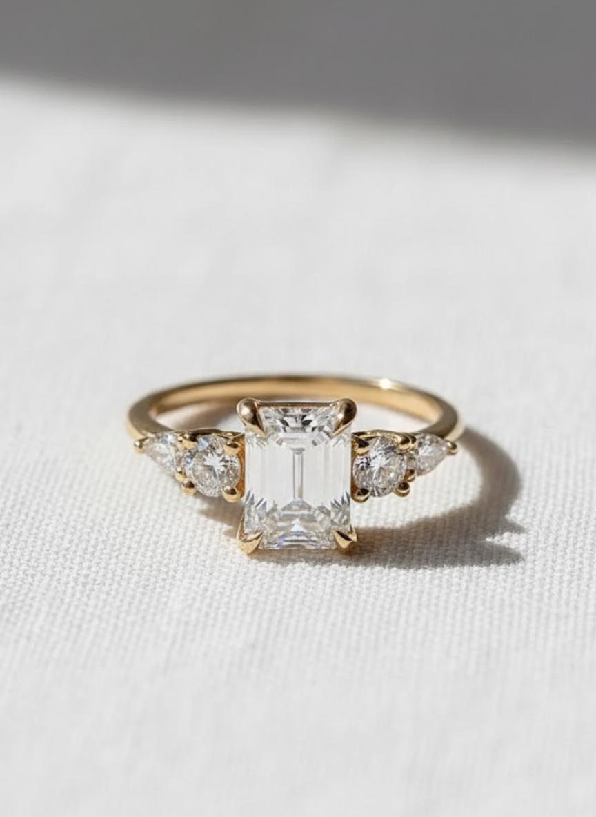 Emerald Cut IGI Certified Lab Diamond 5 Stone Ring