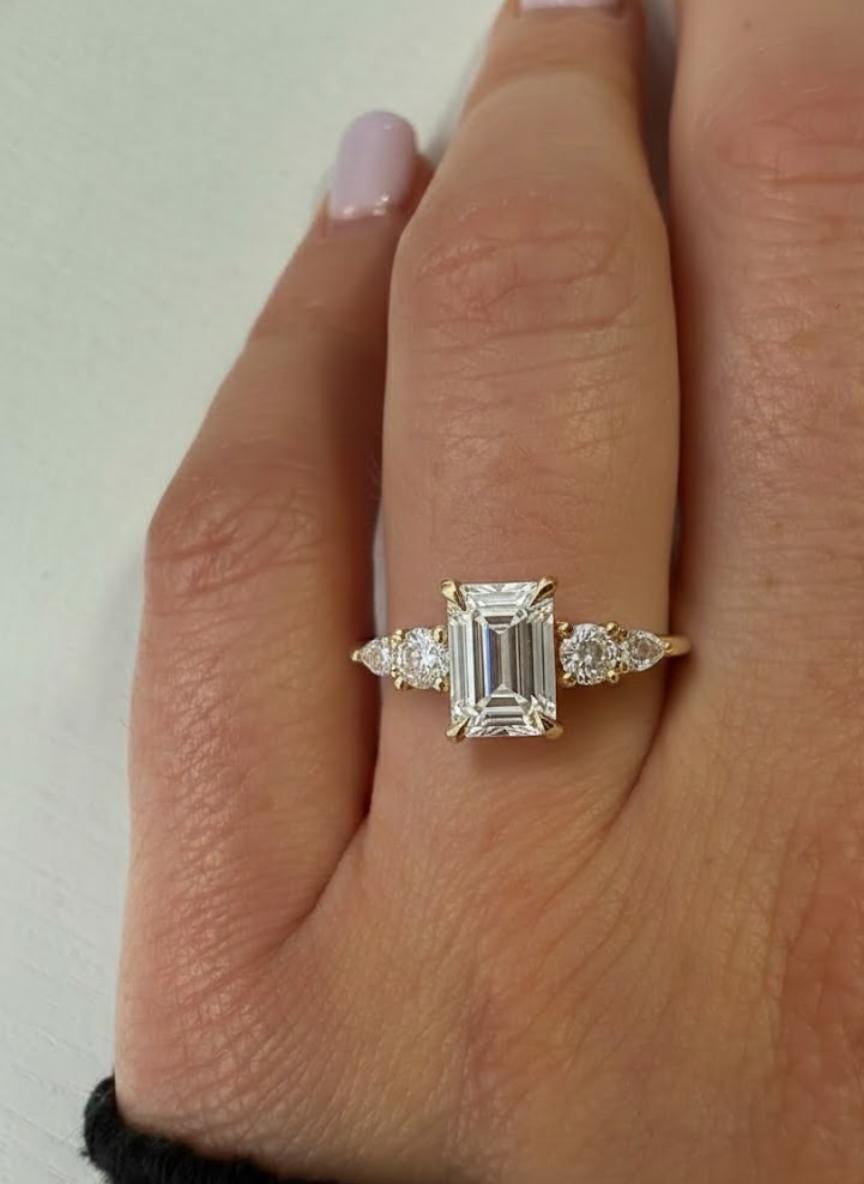 Emerald Cut IGI Certified Lab Diamond 5 Stone Ring