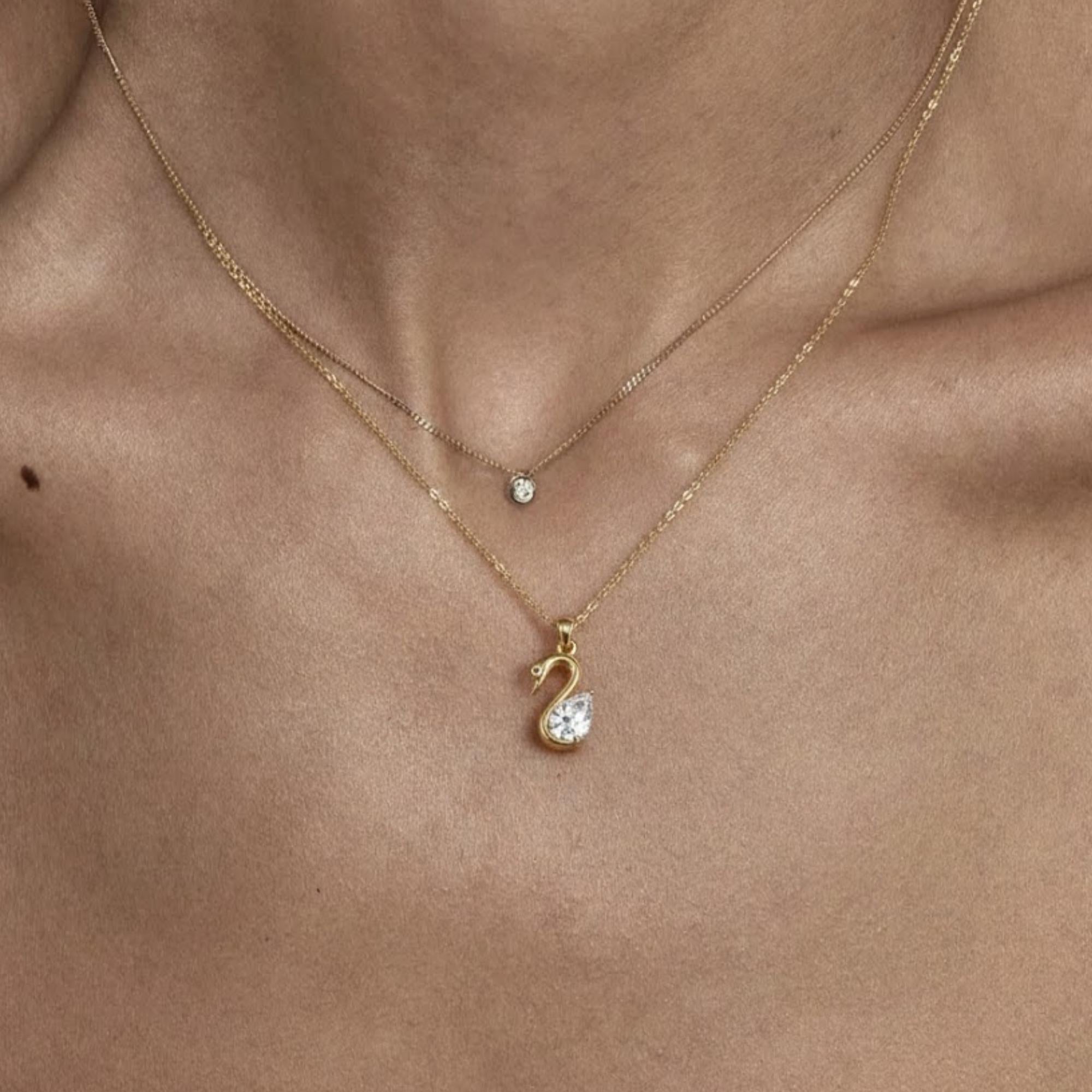 Pear Cut Lab Grown Diamond Swan Solitaire Pendant