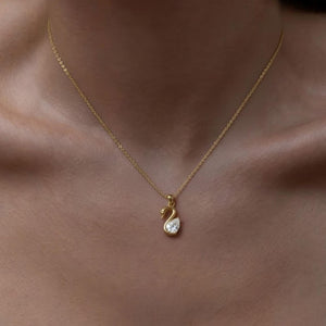Pear Cut Lab Grown Diamond Swan Solitaire Pendant