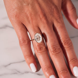 Oval Lab Diamond Bezel Engagement Ring, IGI Certified
