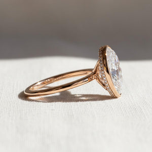 Oval Lab Diamond Bezel Engagement Ring, IGI Certified