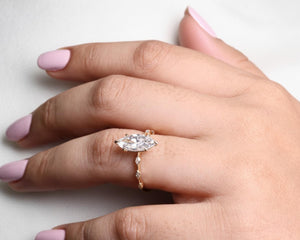 2 Carat Marquise Lab Diamond V Prong Ring 14K Gold