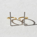 14k Gold Diamond Curved Bar Earrings, Stud Earrings Set, Buy As Pair or Single Stud, Mini Diamond Bar Studs, Dainty Solid Gold Studs, Ava