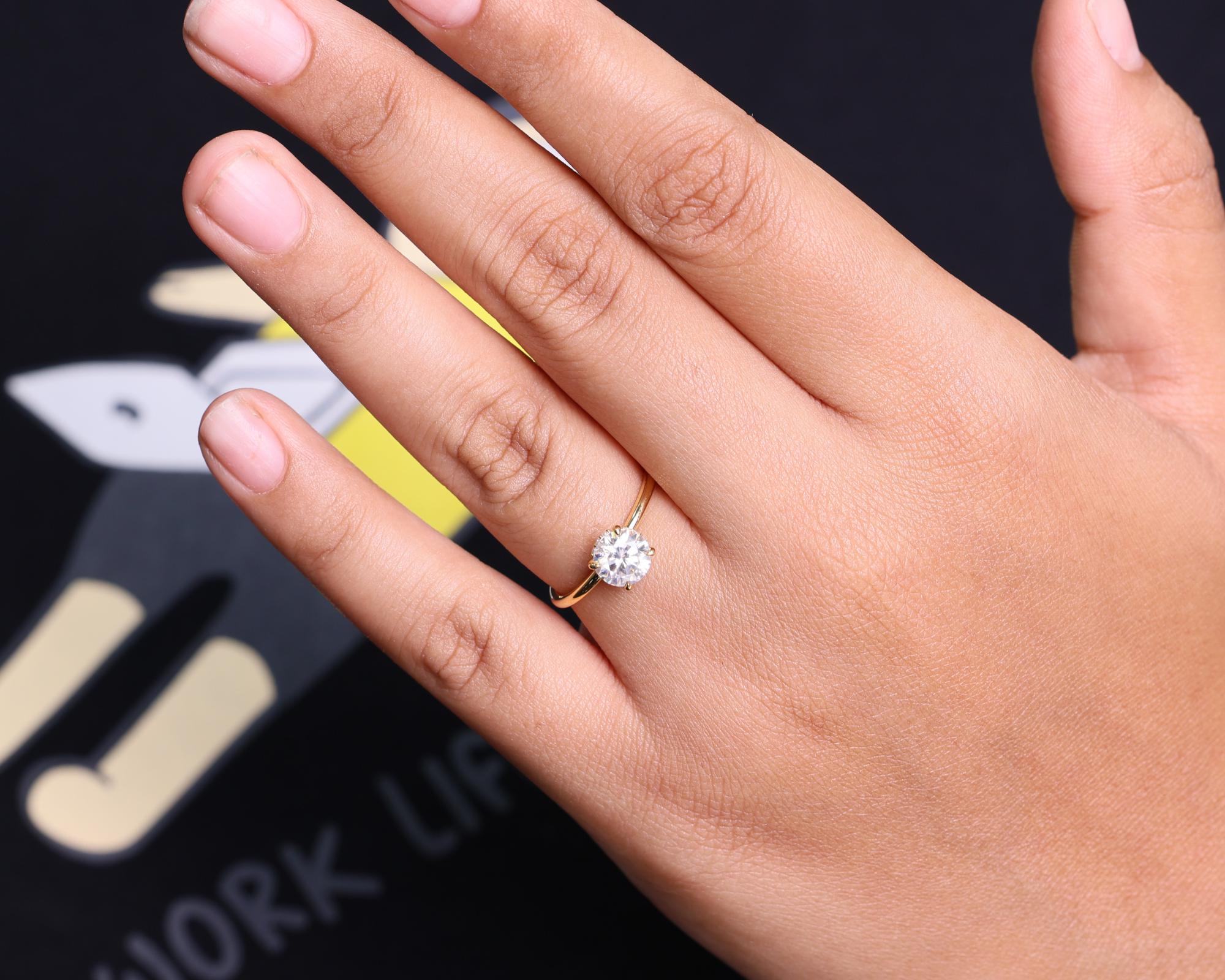 1.00 CT Round Lab Grown Diamond Engagement Ring