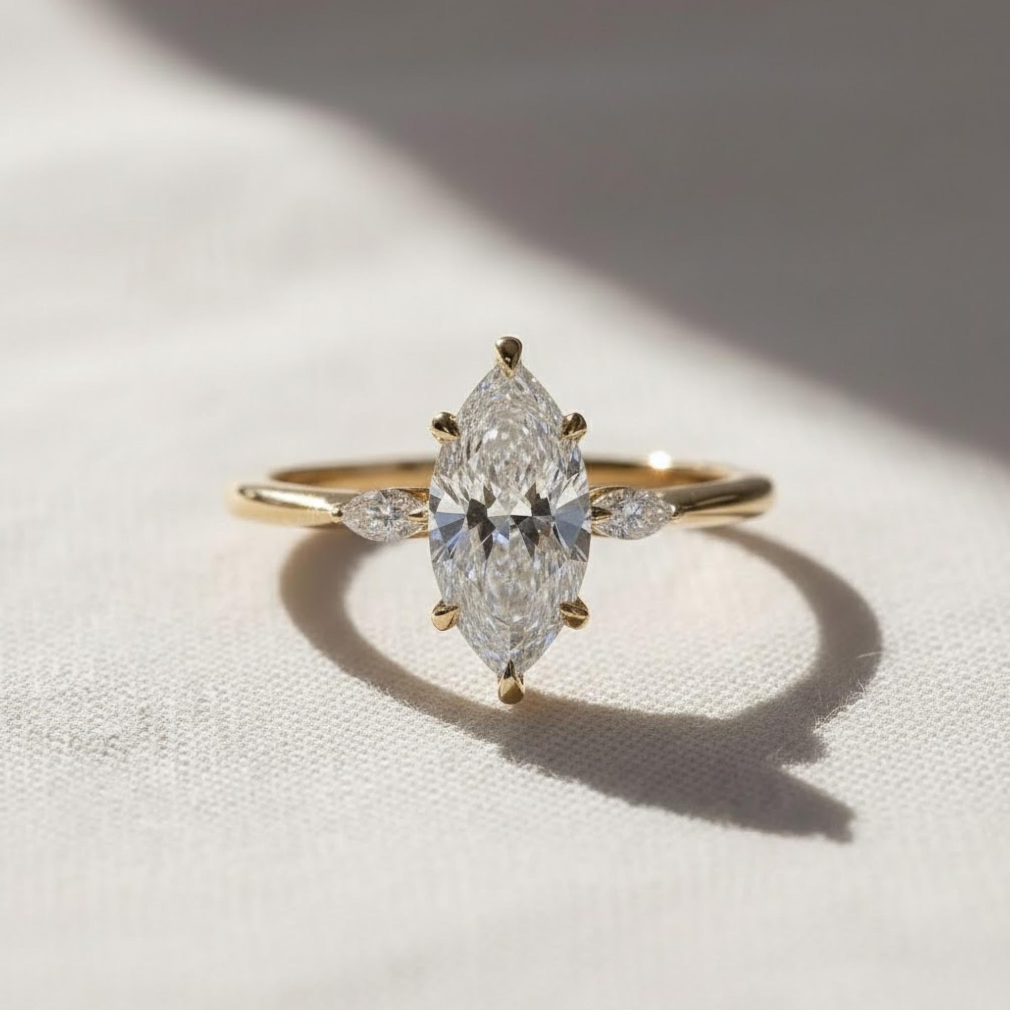 Marquise 3 Stone Lab Diamond Trilogy Ring
