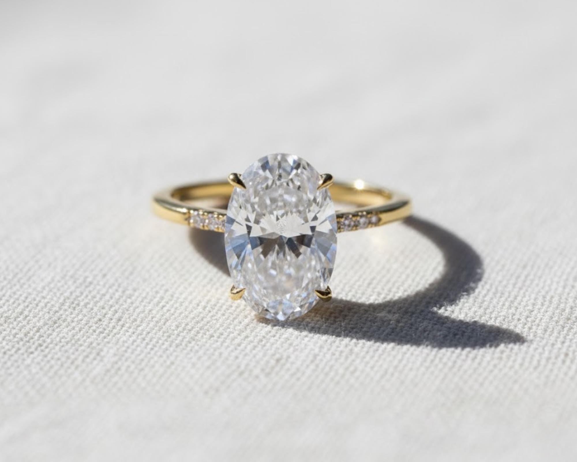 Oval Cut Lab Diamond Engagement Ring Set