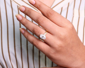 Oval Cut Lab Diamond Engagement Ring Set