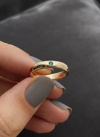 14K Gold Natural Emerald Gemstone Stacking Ring