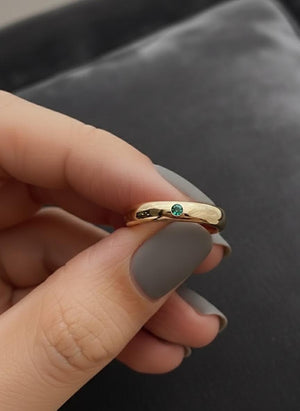 14K Gold Natural Emerald Gemstone Stacking Ring