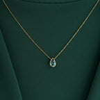 Pear Cut Blue Topaz Solitaire Necklace, 2.00 Carat Blue Diamond Wedding Necklace, Bezel Set Hand Made Diamond Bridal Necklace