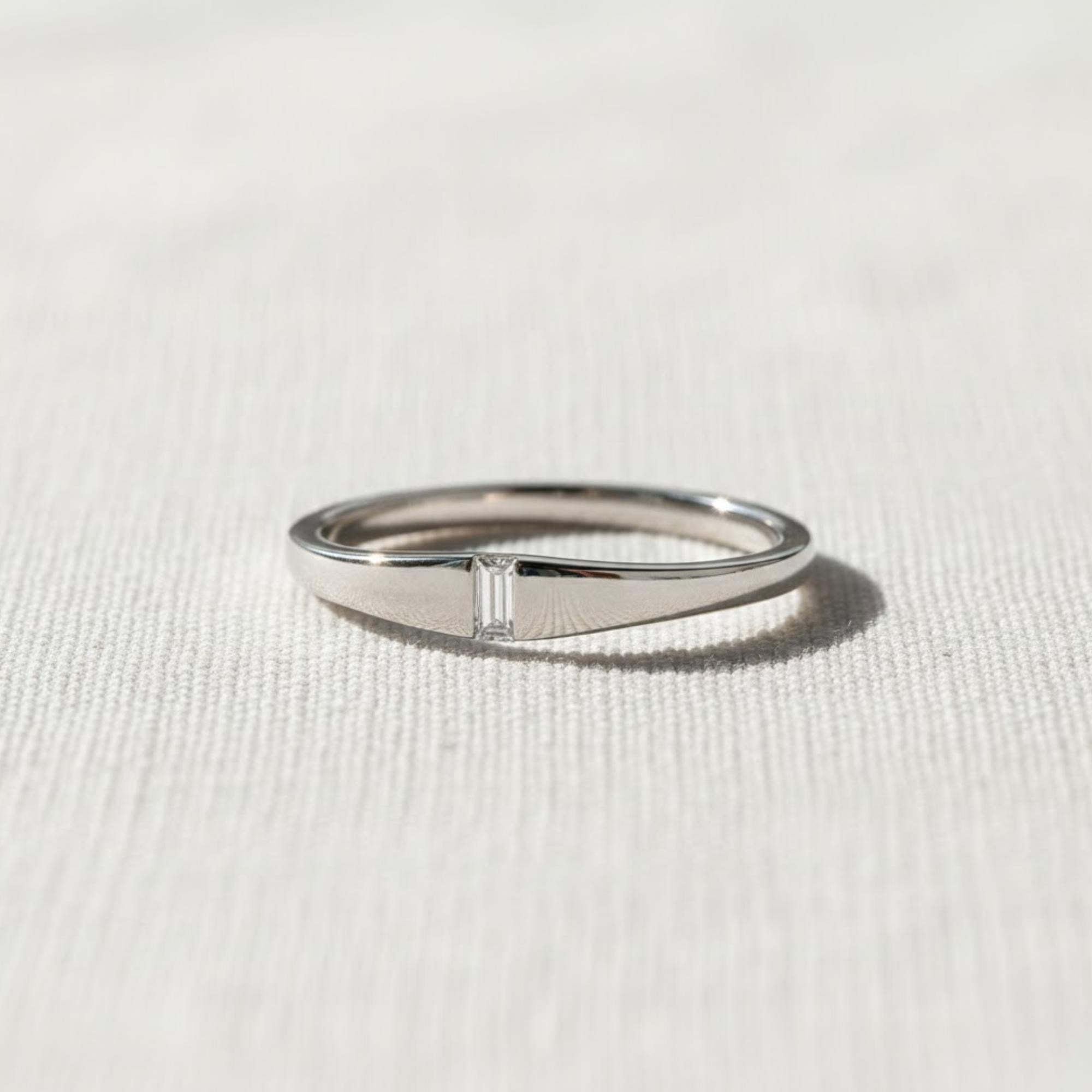 Dainty Baguette Diamond Eternity Wedding Band, Gold Stacking Ring