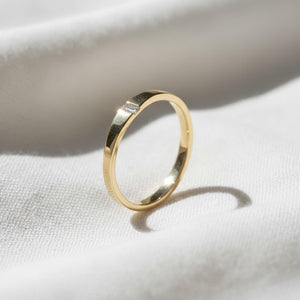 Dainty Baguette Diamond Eternity Wedding Band, Gold Stacking Ring