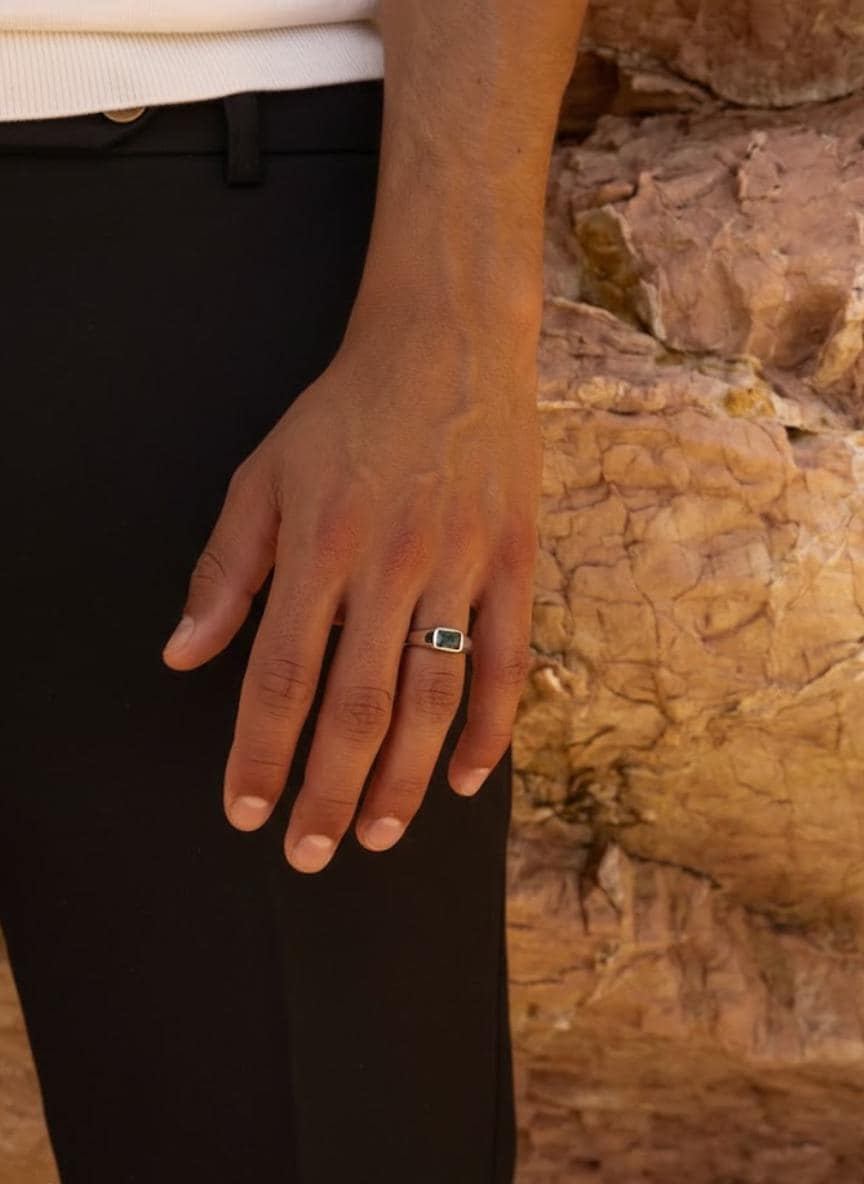 Mens Peridot Wedding Band, Diamond Moon Star Engraved Ring