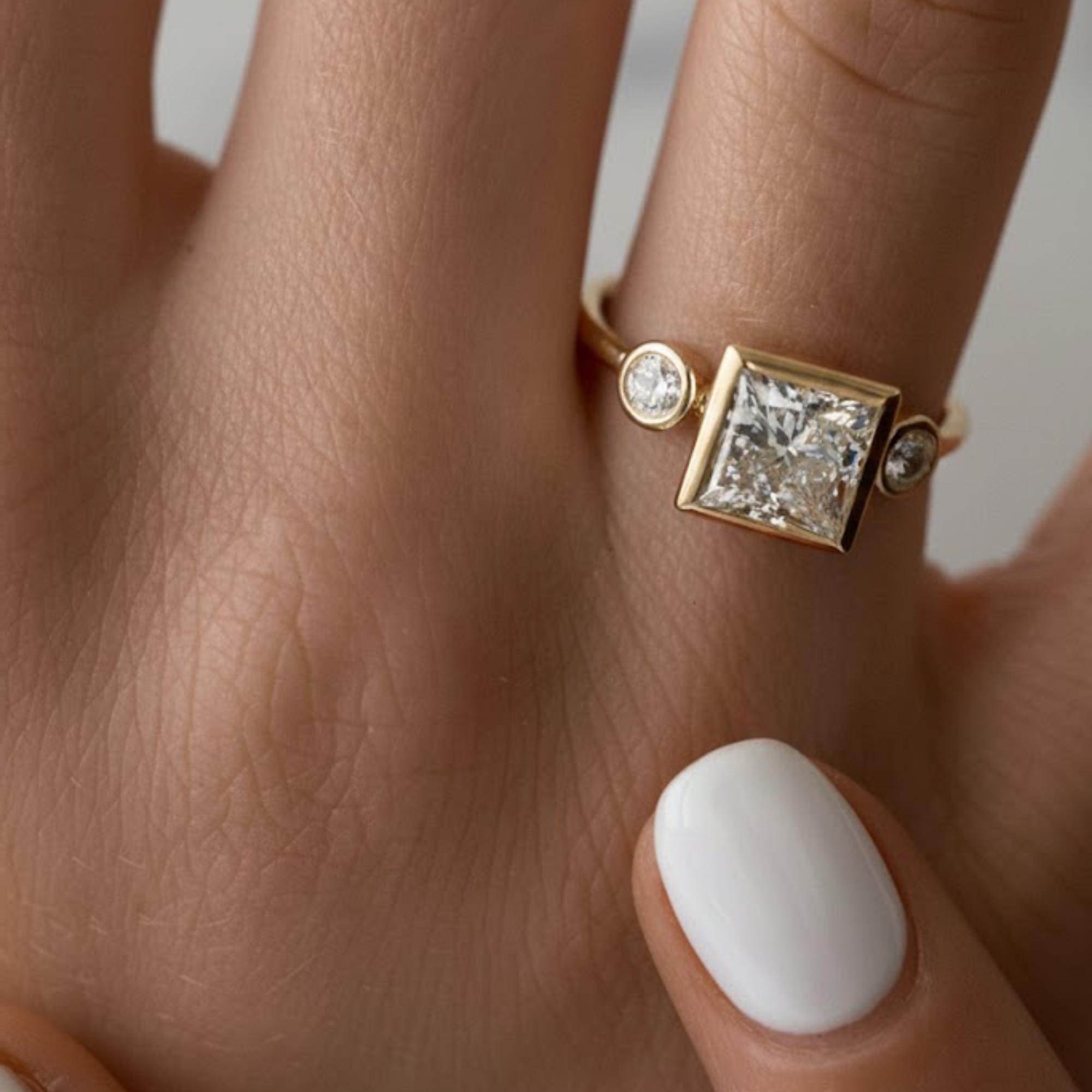 2 Ct Princess Cut Lab Diamond Three Stone Ring