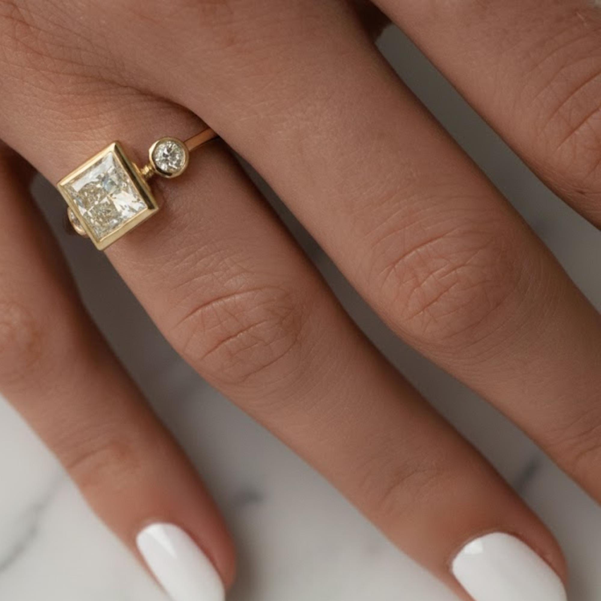 2 Ct Princess Cut Lab Diamond Three Stone Ring