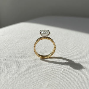 3 Carat Oval Lab Diamond F VS1 Solitaire Ring 3.5MM Wide Cigar Band