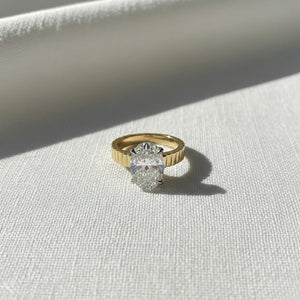 3 Carat Oval Lab Diamond F VS1 Solitaire Ring 3.5MM Wide Cigar Band