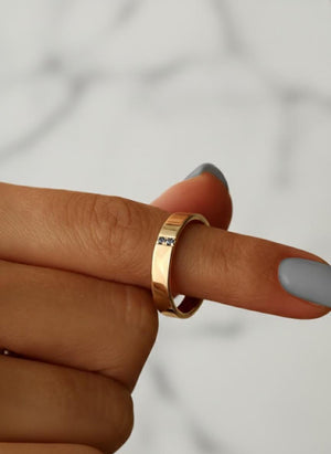 Blue Topaz Two Stone Diamond Band