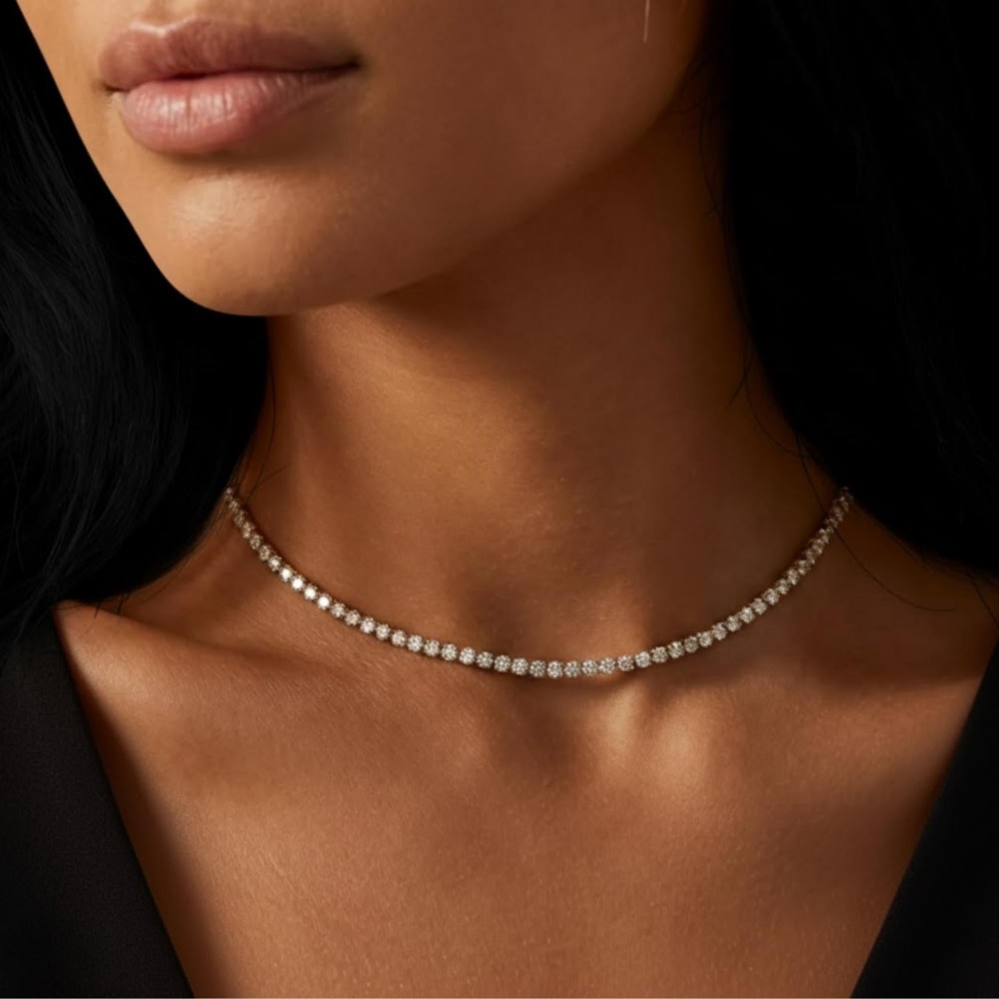 14K Gold Prong Set Diamond Tennis Necklace