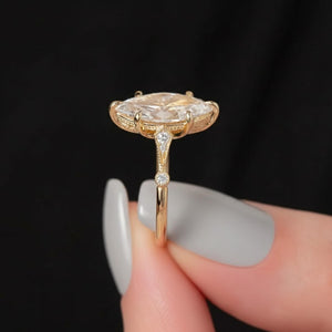 Marquise Diamond Vintage Style Engagement Ring in 14K Gold