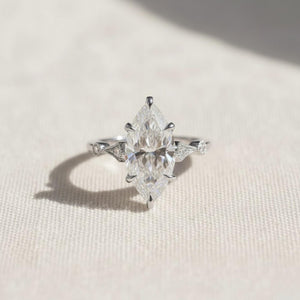 Marquise Diamond Vintage Style Engagement Ring in 14K Gold