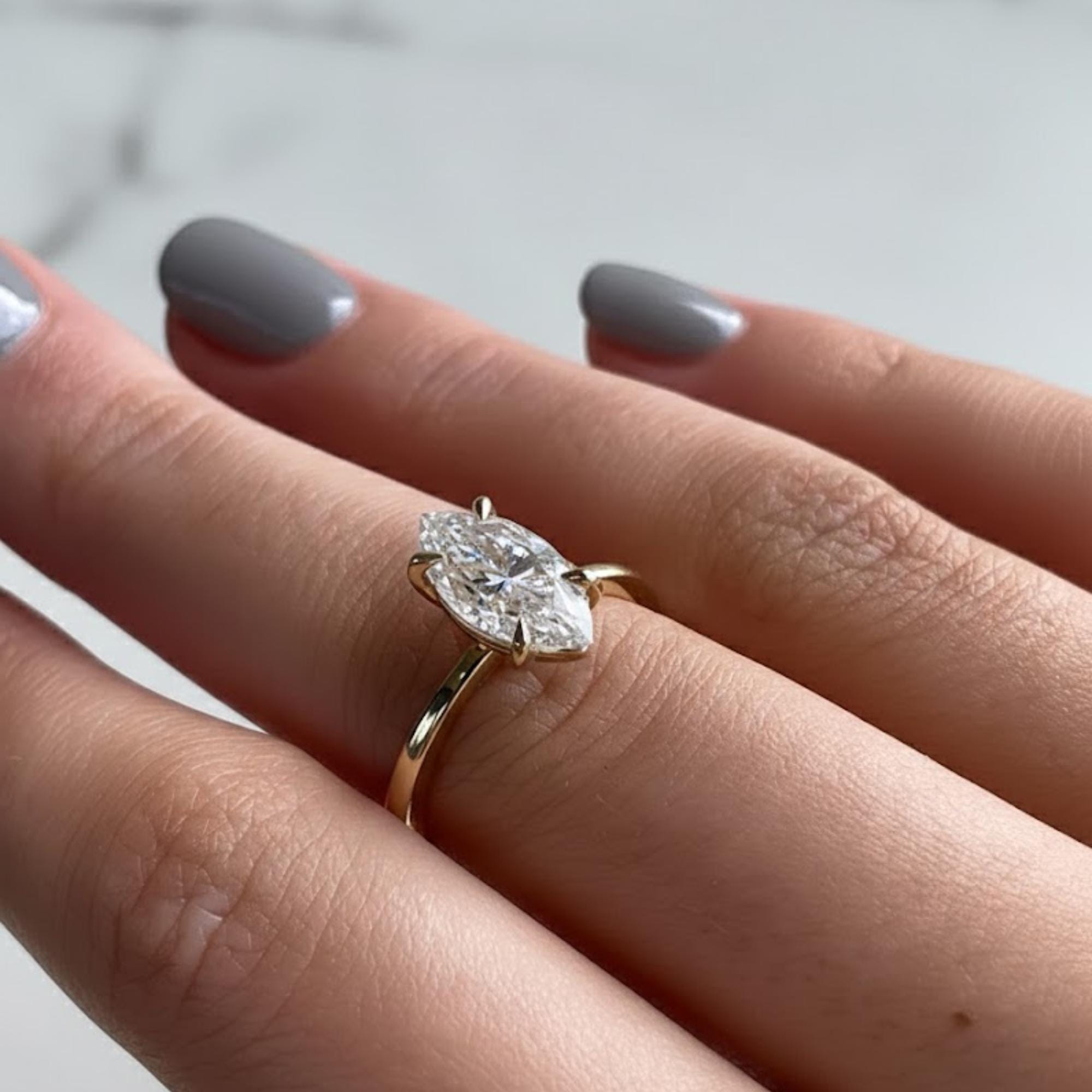Vintage Marquise Lab Diamond Ring IGI Certified