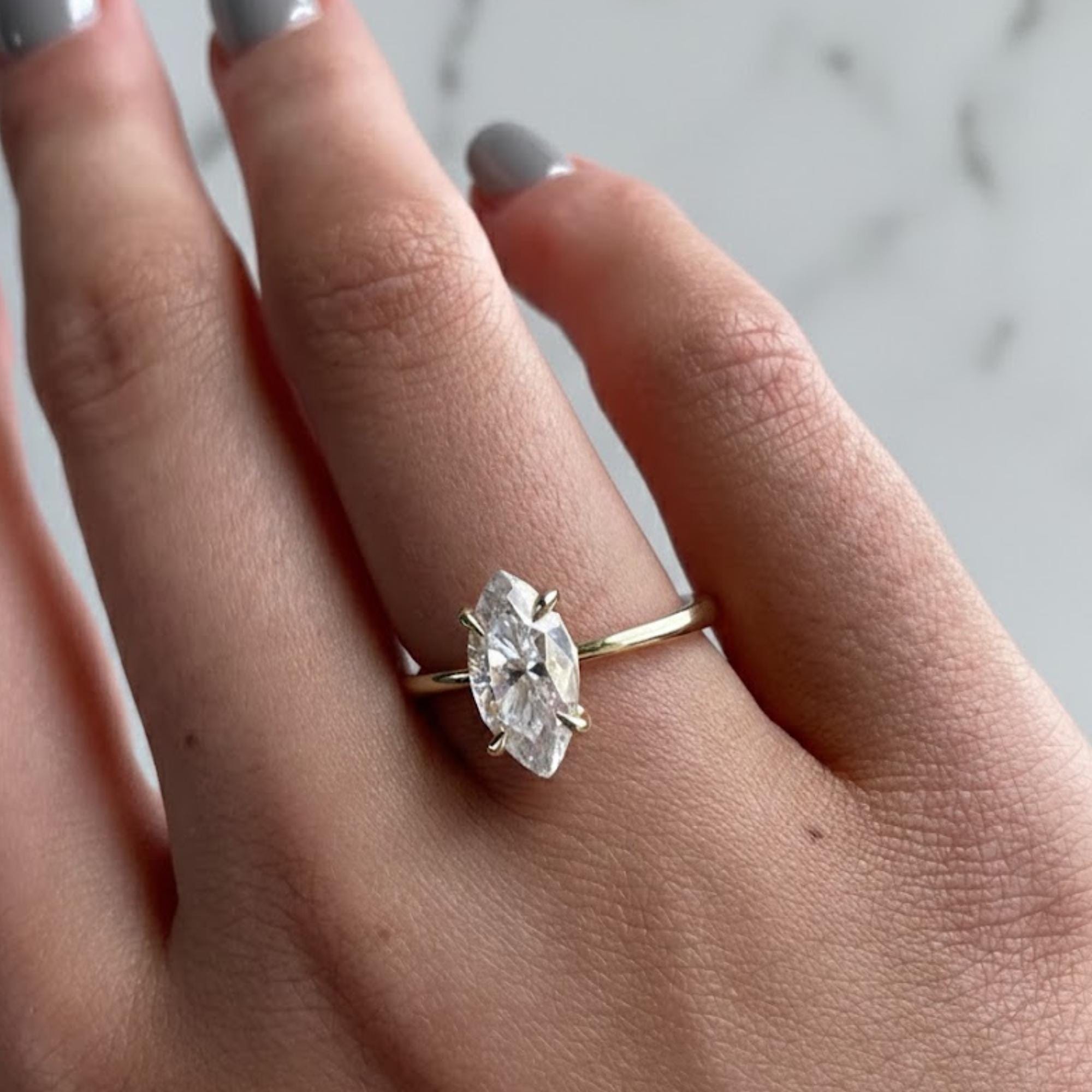 Vintage Marquise Lab Diamond Ring IGI Certified