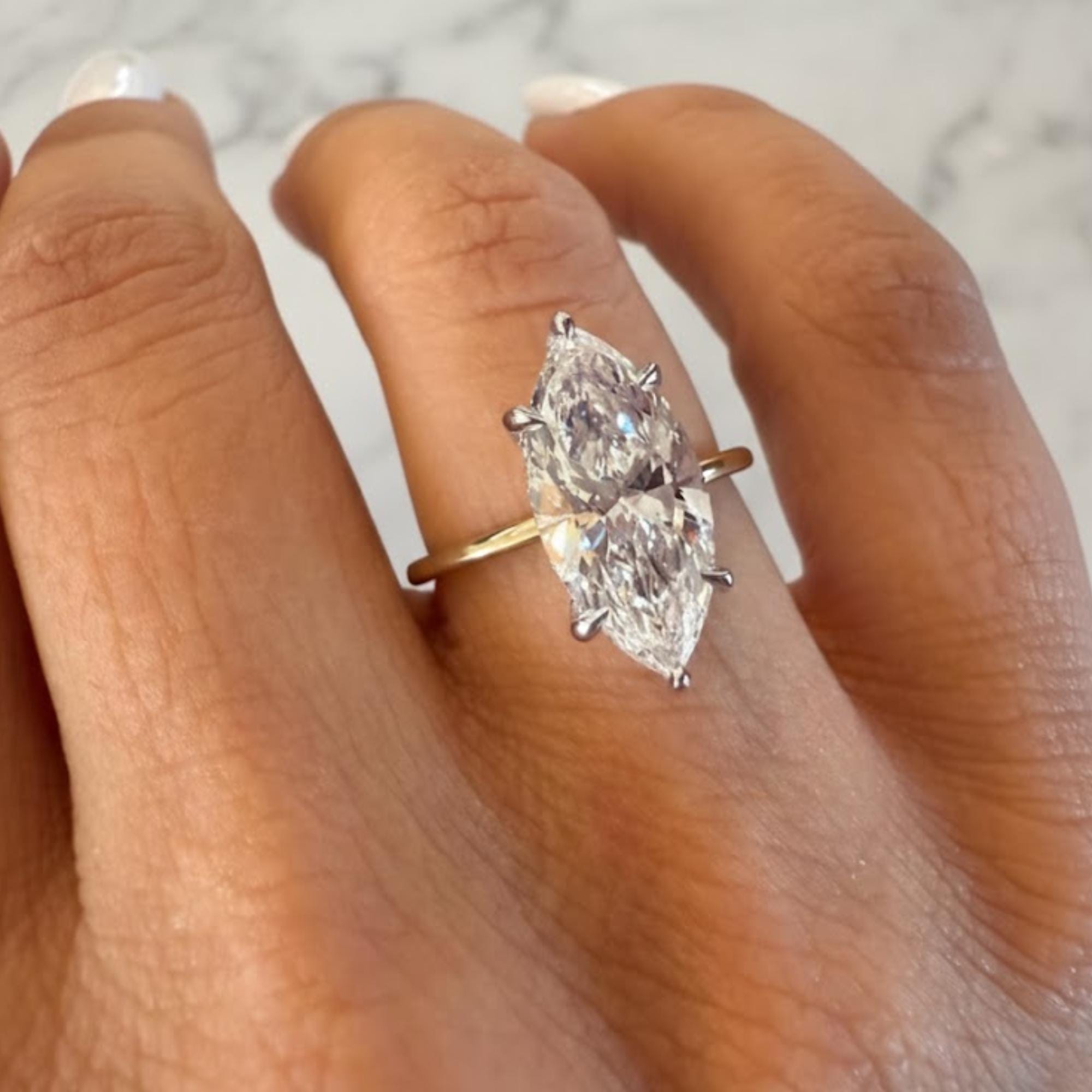 3 Ct Marquise Lab Diamond Engagement Ring