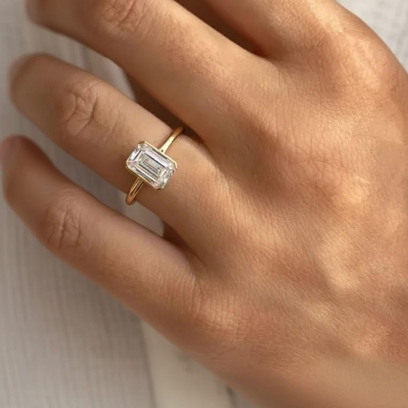 Emerald Cut Lab Grown Diamond Engagement Ring