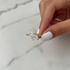 Marquise Lab Diamond Bezel Engagement Ring
