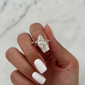 Marquise Lab Diamond Bezel Engagement Ring