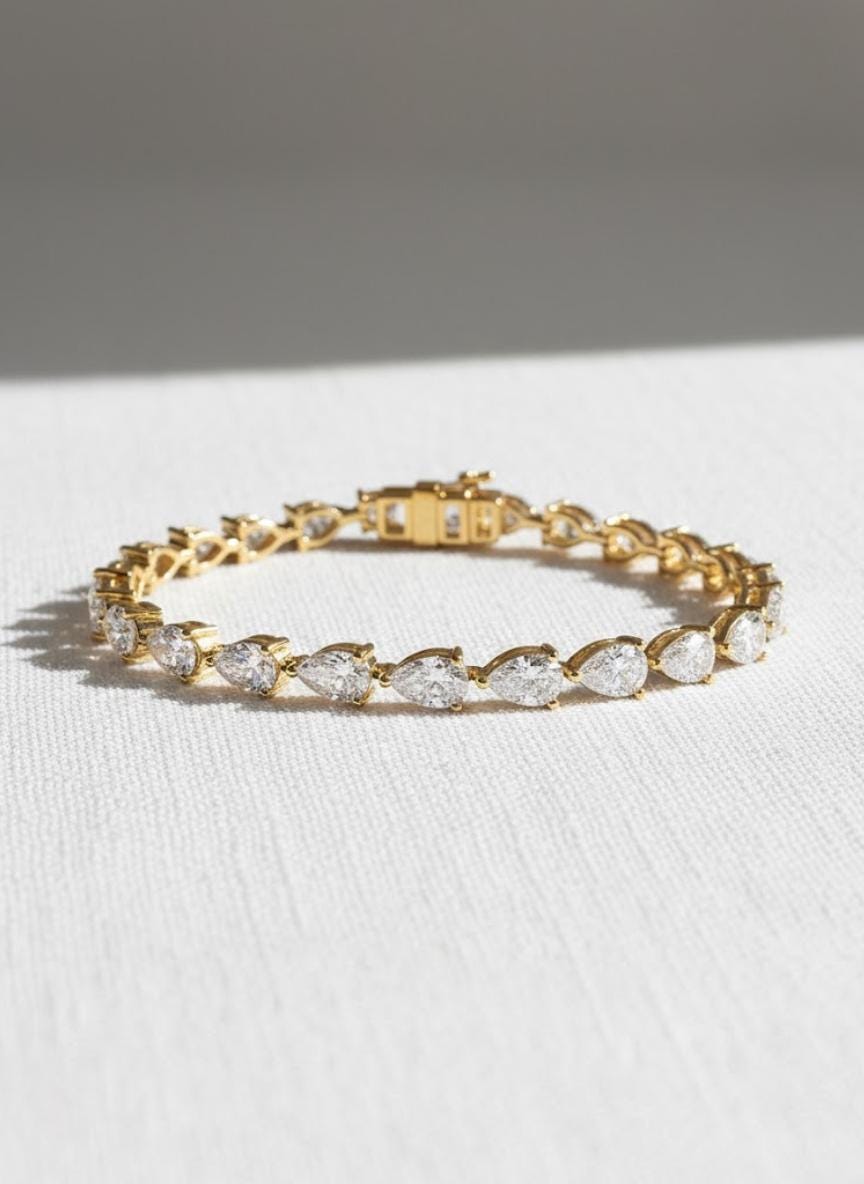 Pear Cut Lab Grown Diamond Tennis Bracelet